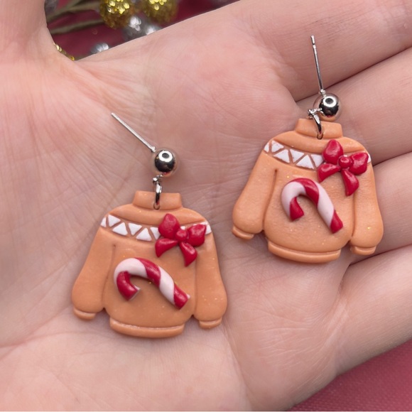 Ugly Christmas Sweater Earrings Set w/ Gift Box - Picture 2 of 3